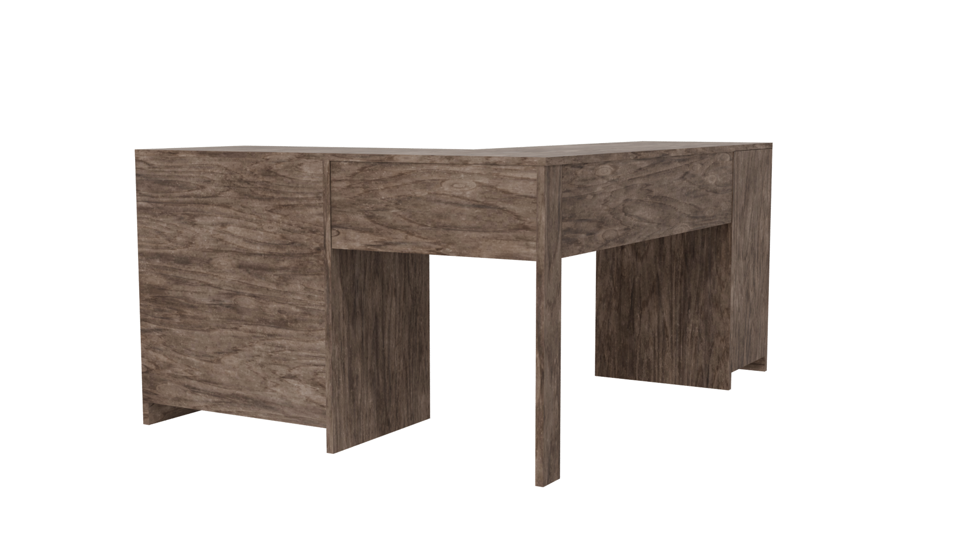 L-Shaped Wooden Desk 3D Model - Professional 3D Model Render 6
