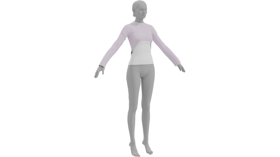 Short Sweater with Long Sleeves 3D - Professional 3D Model Render 10