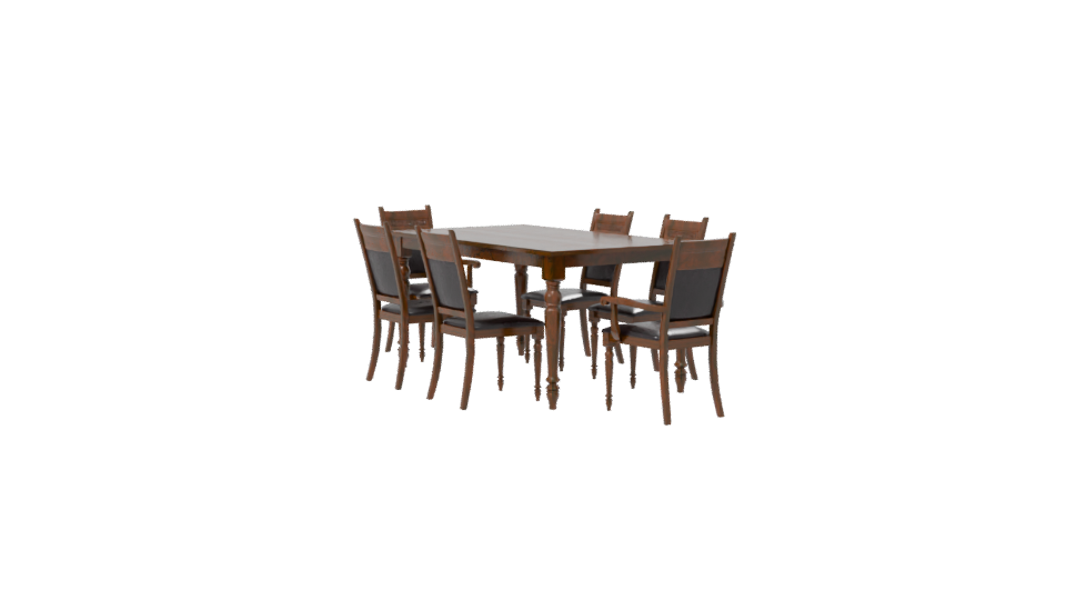 Elegant Wooden Dining Table Set - Professional 3D Model Render 7