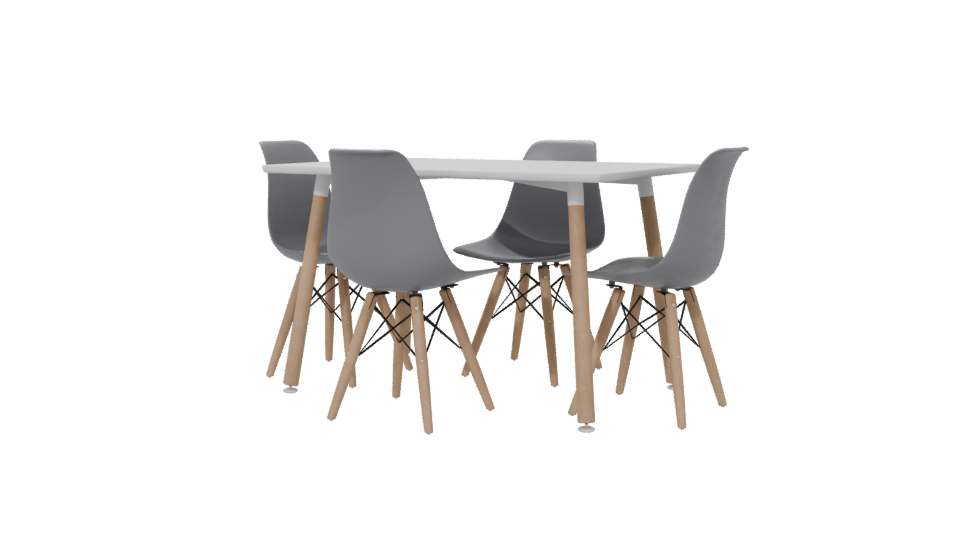 Stylish Minimalist Dining Table Set 3D Model - Professional 3D Model Render 6