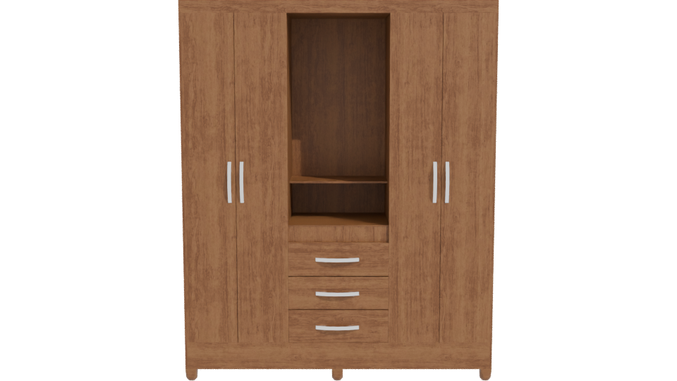 Wooden 4-Door Cabinet 3D Model - Professional 3D Model Render 11