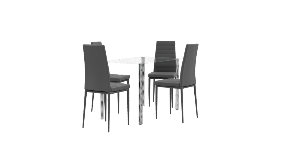 Contemporary Glass Dining Table Set 3D Model - Professional 3D Model Render 9