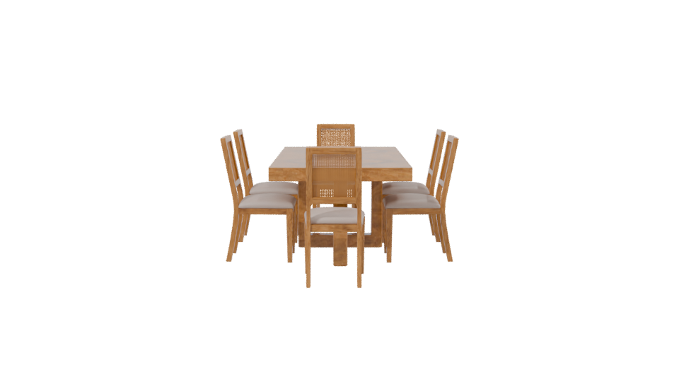 Stylish Wooden Dining Set 3D - Professional 3D Model Render 2