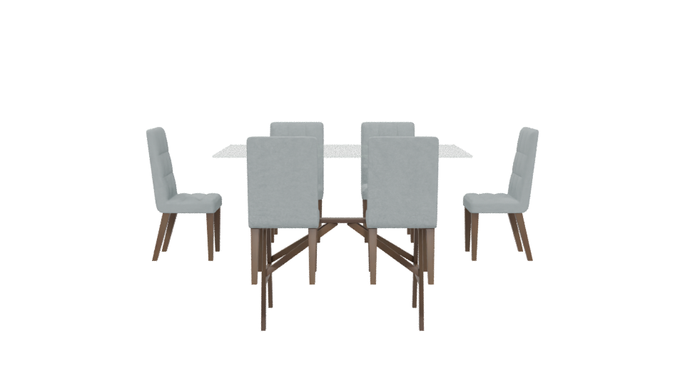 Stylish Glass Dining Table Set - Professional 3D Model Render 5