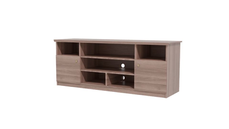 Stylish Wooden TV Stand with Shelves 3D Model - Professional 3D Model Render 12