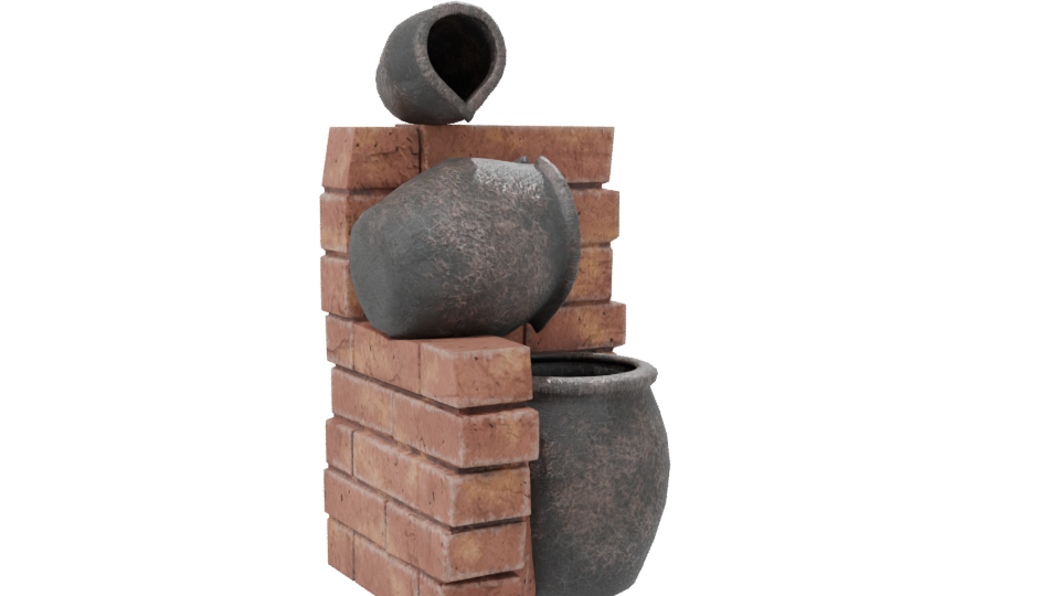 Stylized Ancient Pottery with Brick Structure 3D Model - Professional 3D Model Render 7