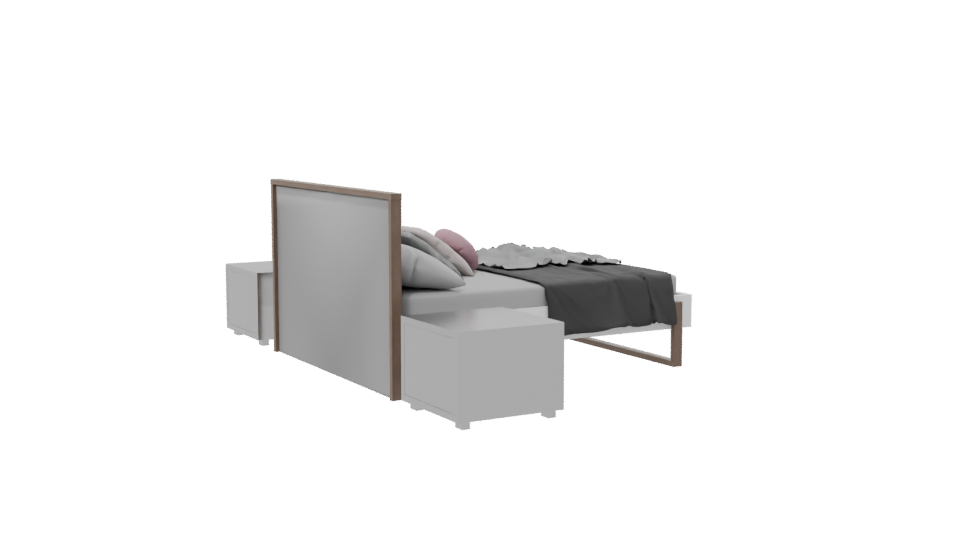 Modern Queen Bed with Nightstands 3D - Professional 3D Model Render 7