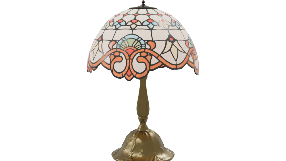 Vintage Stained Glass Table Lamp - Professional 3D Model Render 8