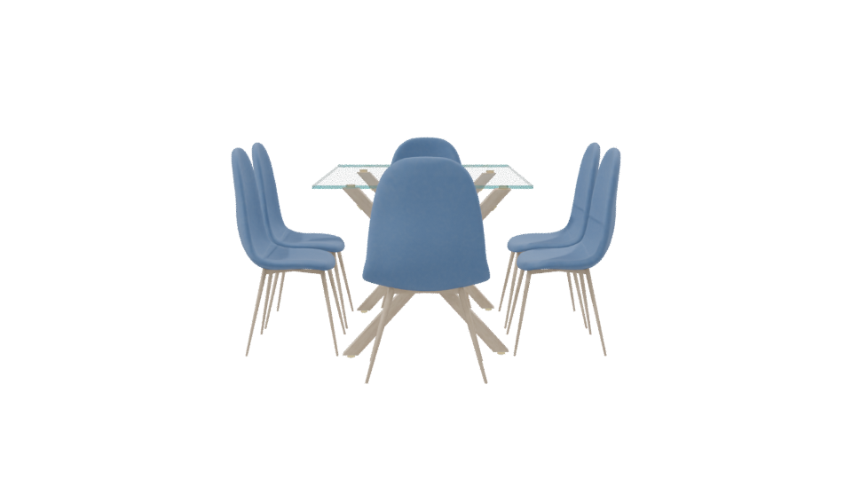 Stylish Glass Dining Table Set - Professional 3D Model Render 8