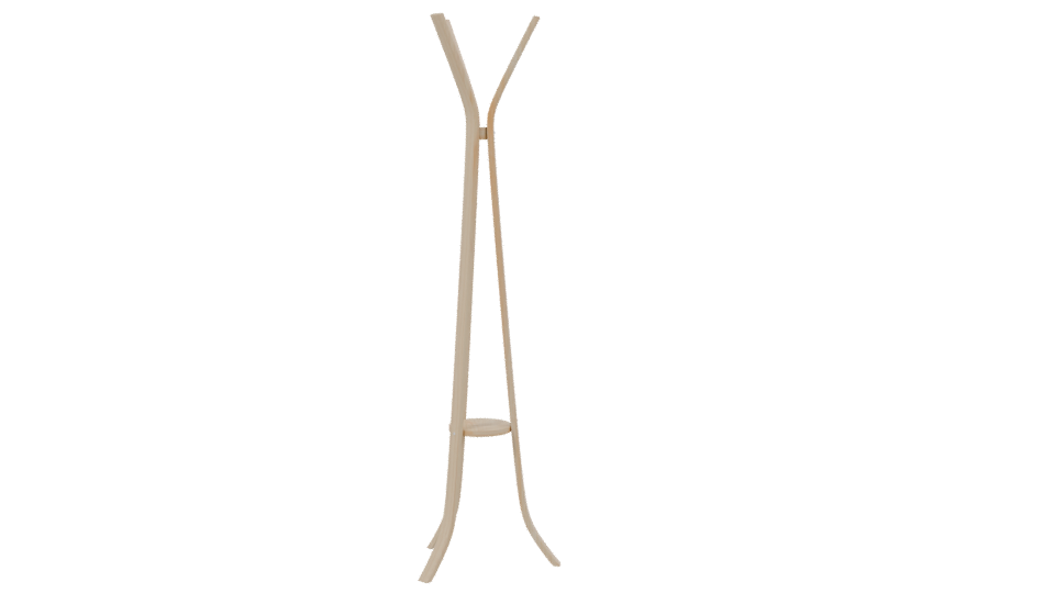 Minimalist Wooden Coat Rack 3D Model - Professional 3D Model Render 2