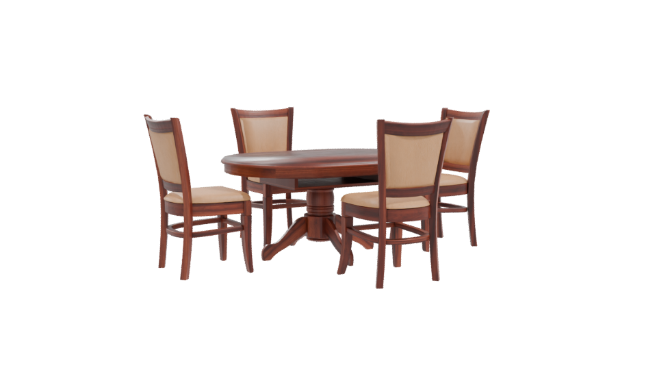 Stylish Round Wooden Dining Set - Professional 3D Model Render 10
