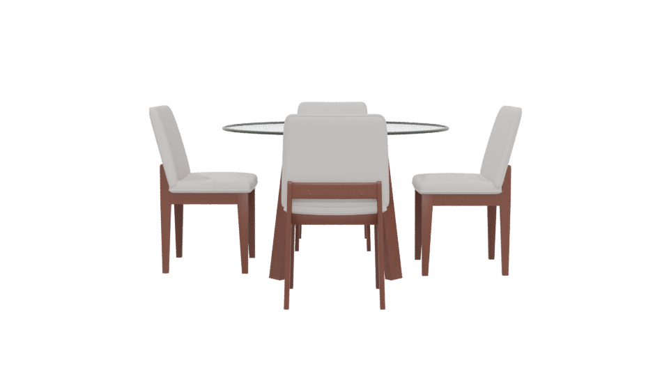 Elegant Glass Dining Table Set - Professional 3D Model Render 5