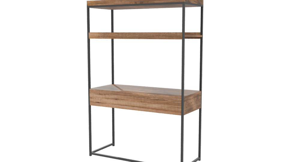 Rustic Wooden Shelf Unit 3D - Professional 3D Model Render 6