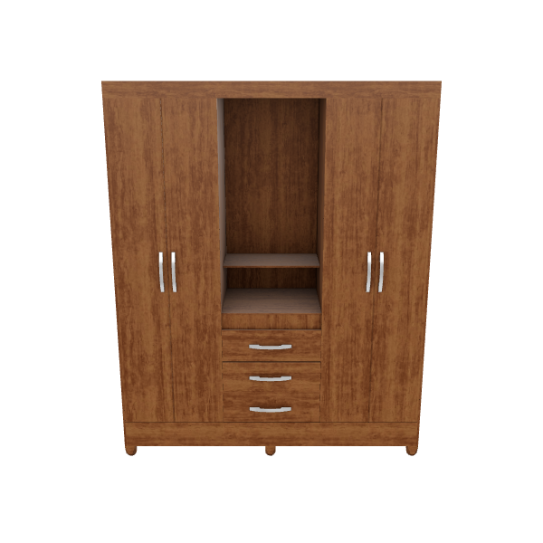 Wooden 4-Door Cabinet 3D Model - 3D Model