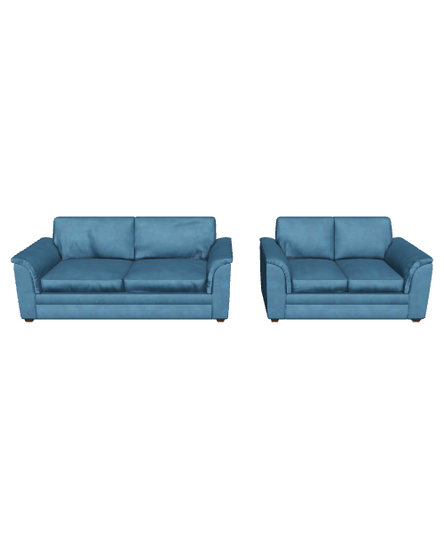 Stylish Blue Sofa Set 3D Model - 3D Model