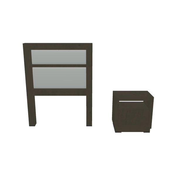 Minimalist Wooden Bedside Table Set - 3D Model