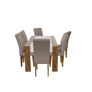 Stylish Wooden Dining Table Set - 3D Model