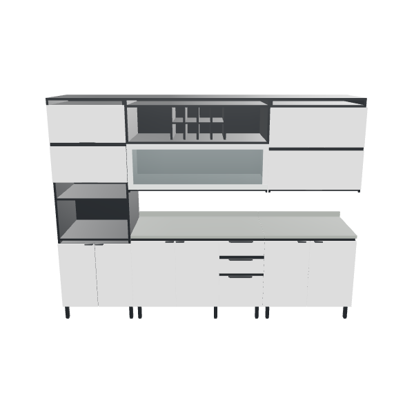 Contemporary Modular Kitchen Cabinet 3D - Interior 3D Model