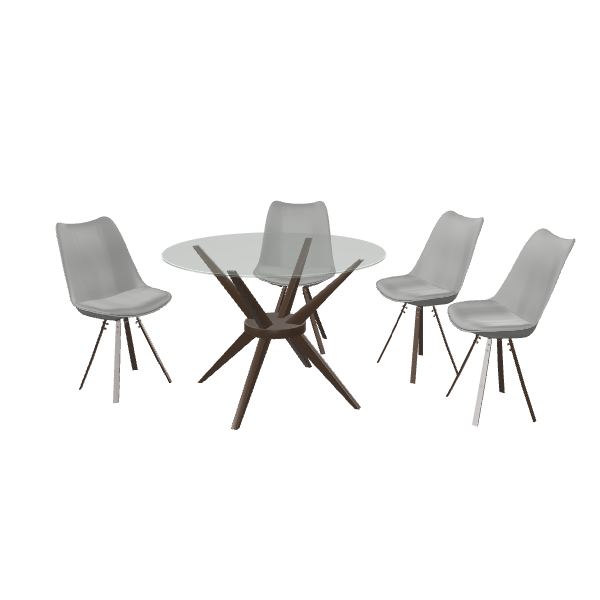 Stylish Glass Dining Table Set - 3D Model