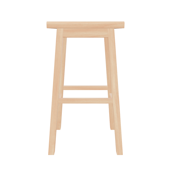 Minimalist Wooden Bar Stool 3D - 3D Model