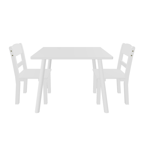 Stylish White Dining Table Set - 3D Model
