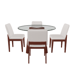 Elegant Glass Dining Table Set - 3D Model