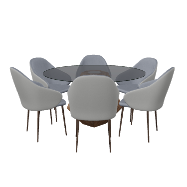 Round Dining Table Set 3D - 3D Model