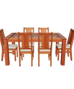 Elegant Wooden Dining Set 3D 3D Model