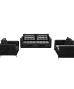 Stylish Leather Sofa Set 3D - 3D Model