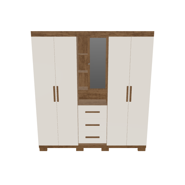 Stylish Wooden Wardrobe 3D Model - 3D Model