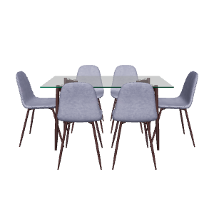 Modern Glass Dining Table Set - 3D Model