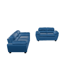 Stylish Blue Leather Couch Set - 3D Model