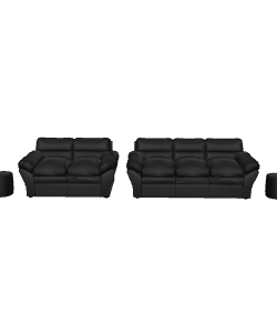 Contemporary Black Sofa Set - Furniture 3D Model
