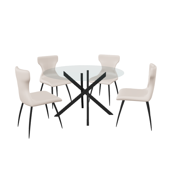 Contemporary Dining Table Set 3D - 3D Model