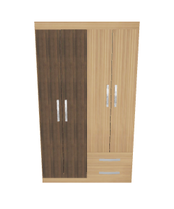Stylish Wooden Wardrobe Model - 3D Model