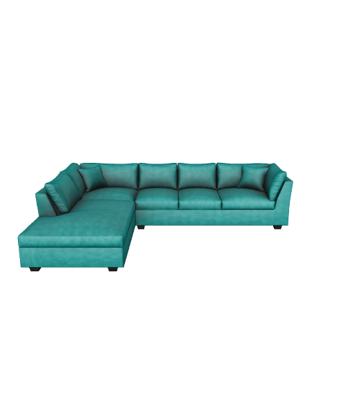 Luxe Teal Sectional Sofa 3D - 3D Model