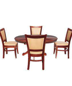 Stylish Round Wooden Dining Set - Furniture 3D Model