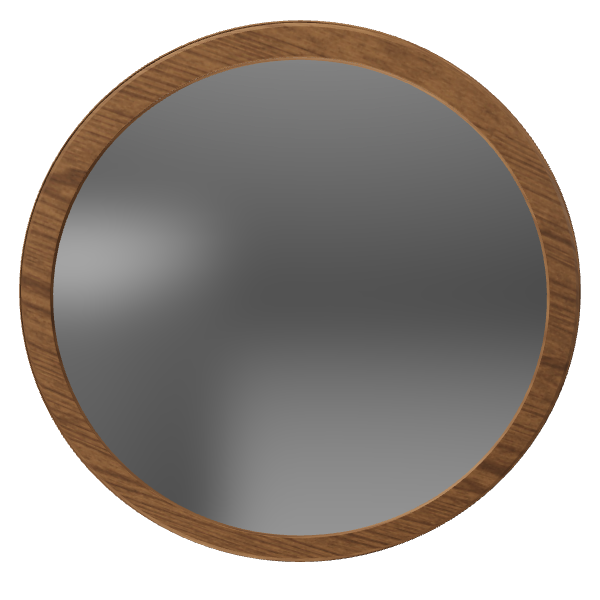 Stylish Round Wooden Mirror 3D - 3D Model