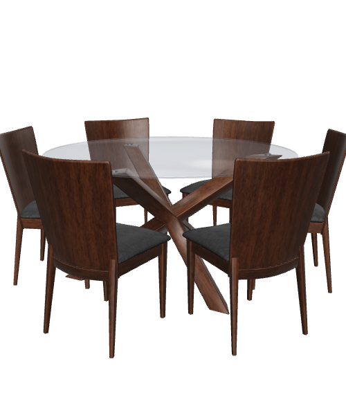 Elegant Glass Dining Table Set 3D - Furniture 3D Model