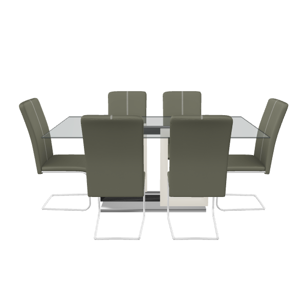 Stylish Glass Dining Table Set - 3D Model