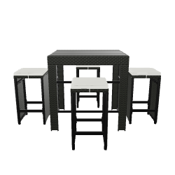 Bar Table with 4 Stools 3D - 3D Model
