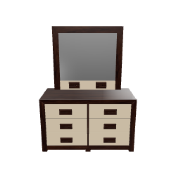 Modern Wooden Dresser with Mirror - 3D Model