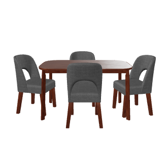 Stylish Wooden Dining Table Set - 3D Model