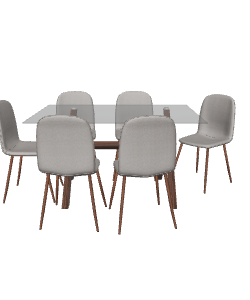 Stylish Glass Top Dining Set - 3D Model