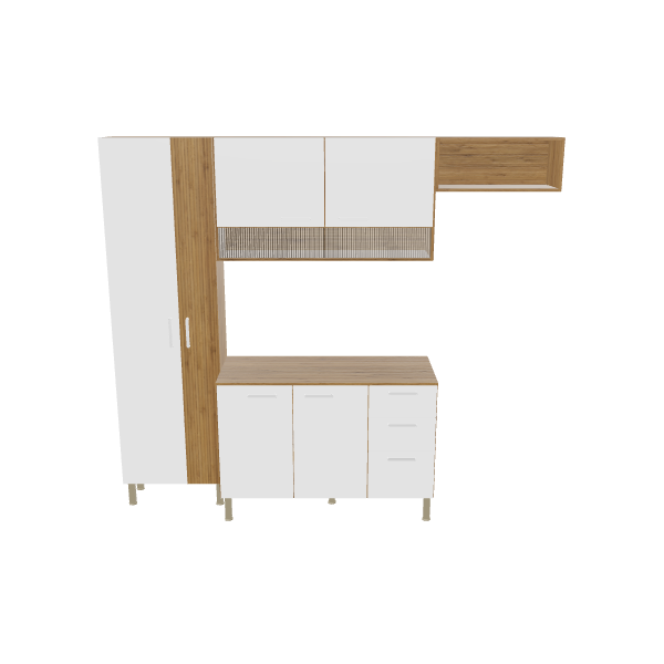 Contemporary Wooden Cabinet Set 3D - 3D Model