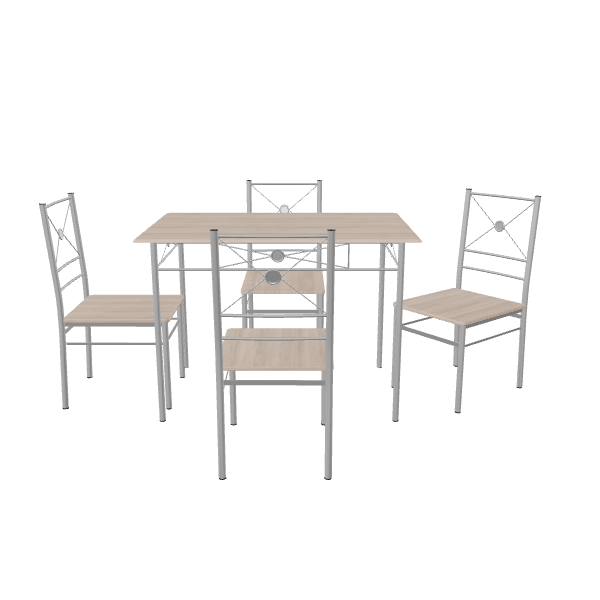 Stylish Dining Table and Chairs Set - 3D Model