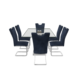 Modern Glass Dining Table Set - 3D Model