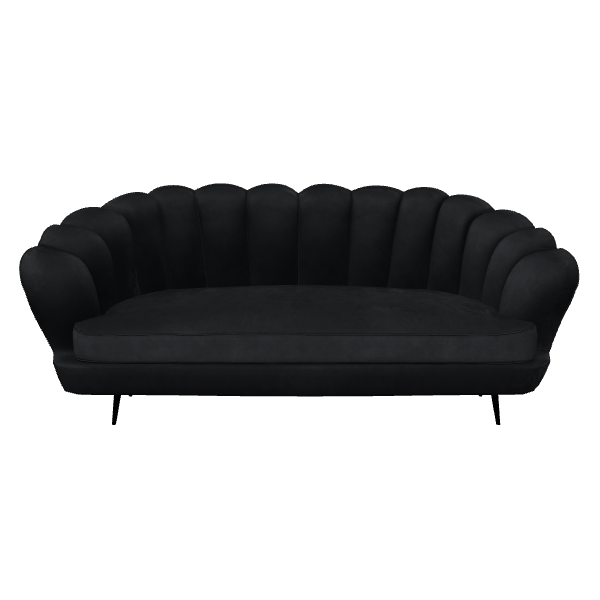 Chic Black Velvet Sofa Model - 3D Model