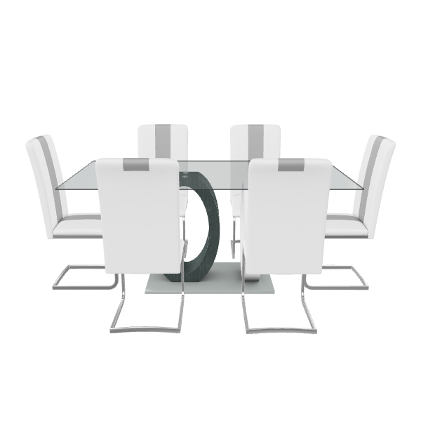 Contemporary Glass Dining Table Set - 3D Model