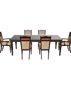Elegant Wooden Dining Table with Upholstered Chairs 3D Model - 3D Model